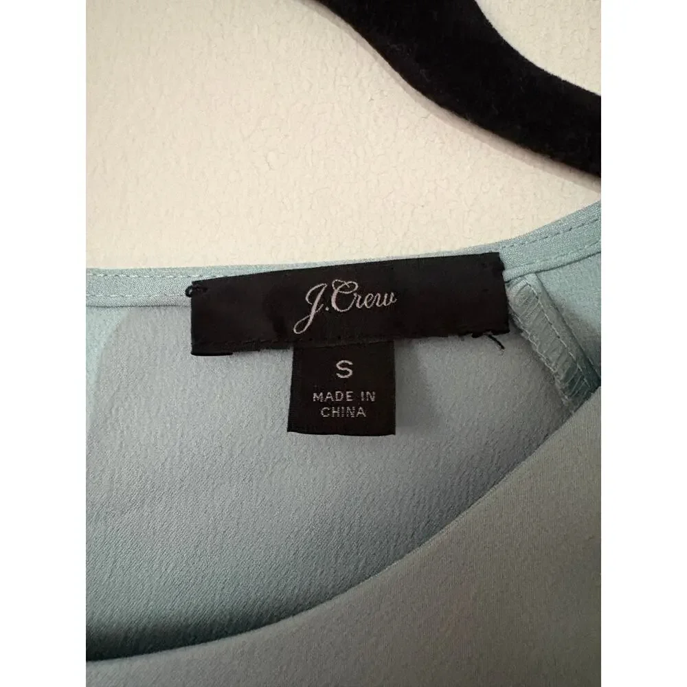J. Crew Keyhole Crepe Satin Blouse Top Blue Women's Dolman Long Sleeve Sz S